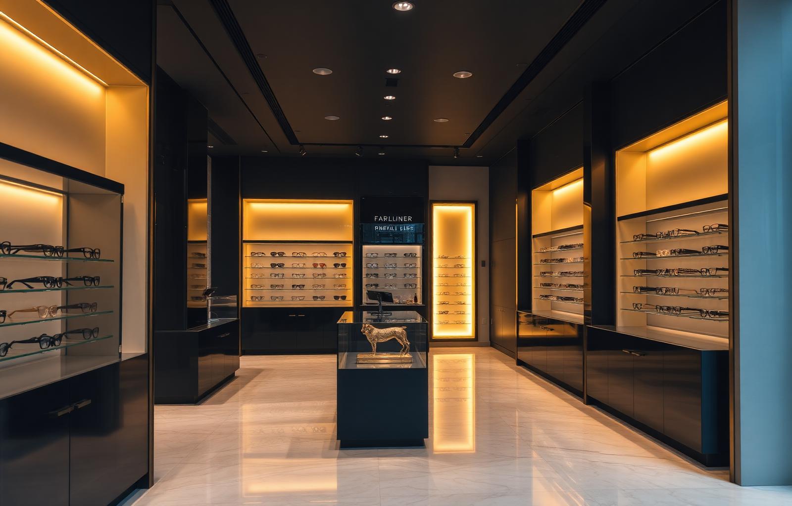 Ambiente premium de varejo óptico